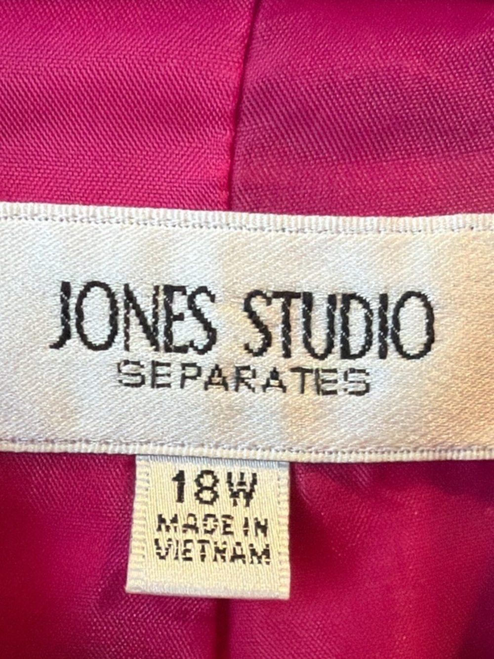 Jones New York VINTAGE 90s Hot Pink w/black trim Collarless Single-Button Blazer - Picture 5 of 6